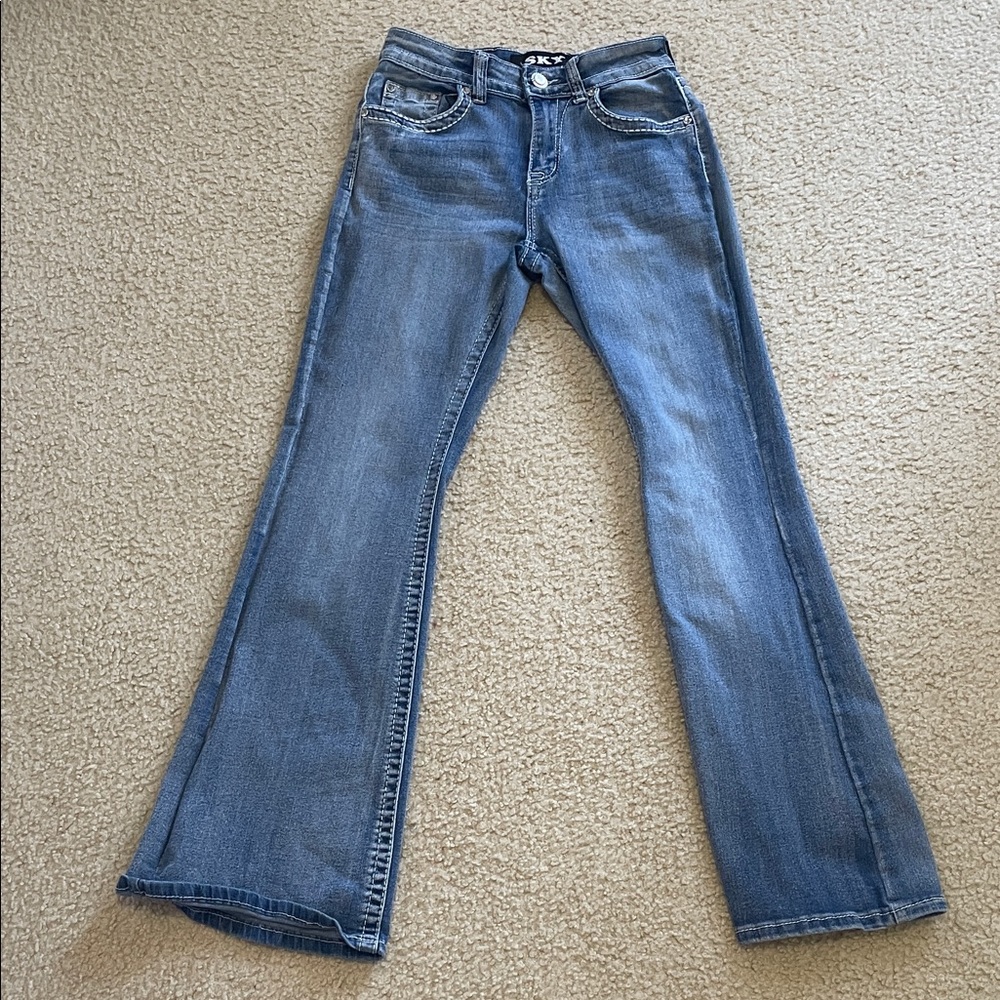 SKY Classic Blue Flare Rhinestones Jeans 3/4 or 26